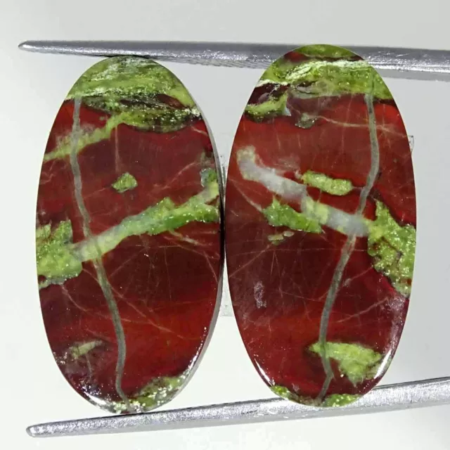 21.20Cts Natural Dragon Blood Jasper Pair Oval Cabochon Loose Gemstone