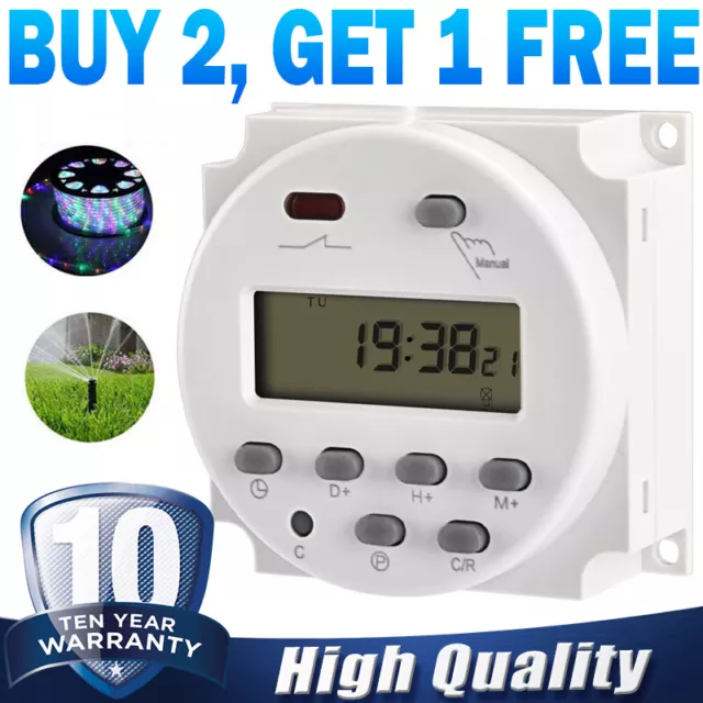 Digital LCD Power Weekly Programmable Timer Relay Switch CN101A DC 12V 16A SPST