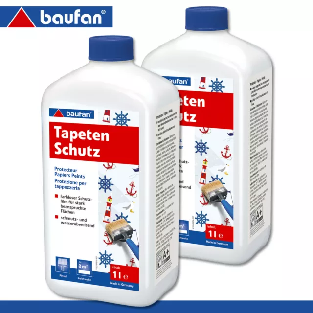 Baufan 2x 1L Papel Pintado Protección Pintura Protectora Película de la Pared