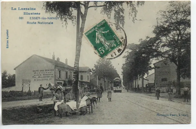 ESSEY LES NANCY - Meurthe & Moselle - CPA 54 Café des braves embroiderers - tram