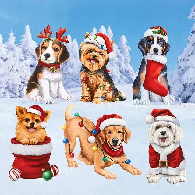 3 Décorations de Noël d'Extérieur Chat, Labrador et Westie Lumineux