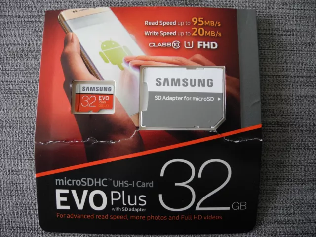 Samsung EVO Plus Micro SDHC UHS-I Card mit Adapter, Speicherkarte 32GB