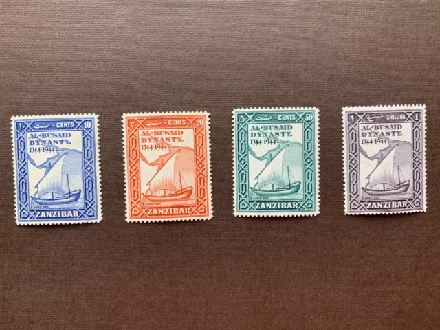 Zanzibar Stamps. 1944 Al Busaid Dynasty. Set of four.Mint.