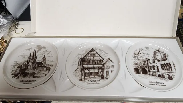 Set of 3 HANNOVER Royal Porzellan Bavaria KPM Germany Handarbeit Mini Plates