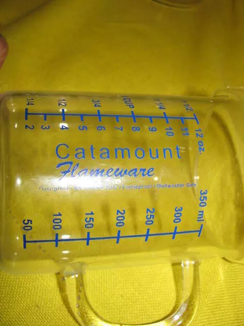 Vintage Catamount Flameware Glass 1 1/2 C 350 ml Measuring Cup with Handle PYREX