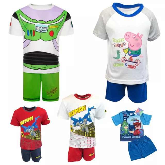 Boys Pyjamas Short Sleeve T-Shirt & Shorts Set Baby Toy Story Batman Peppa Pig