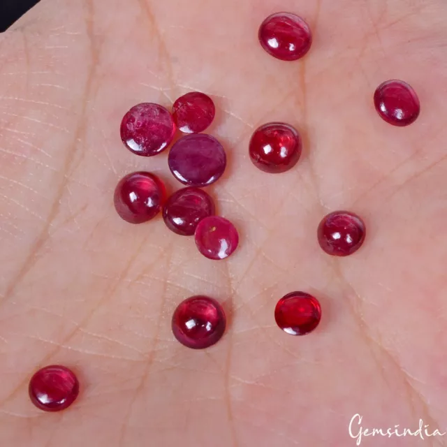 13 Pcs Natural Red Ruby Round Cabochon Certified AAA Mozambique Gemstones 8.80Ct