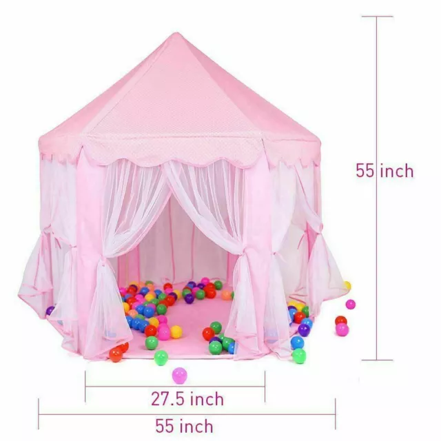 Pink Kid Fairy Princess Castle Play Tent House Hexagon Toy Pop Up Indoor Gift AU 2