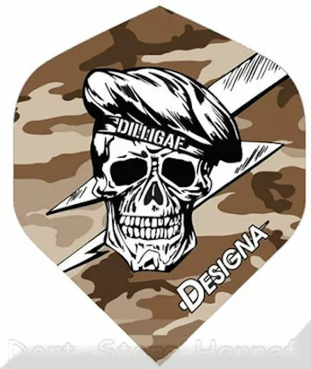 6 Dart Flights Designa "DILLIGAF BERET SKULL"