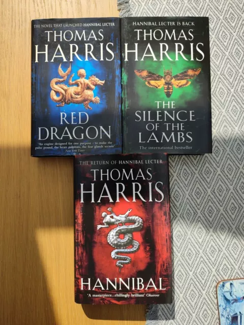 Hannibal Lecter Hardback Book Trilogy - Red Dragon + Silence OT Lambs + Hannibal