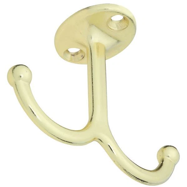 25-Die Cast Brass Finish 2.5" High Under Shelf Cooking Utensil Hook 2/Pk N245811