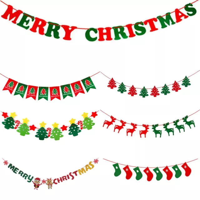 Merry Christmas Bunting Garland Banner Hanging Flag XMAS Tree Party Decor ate