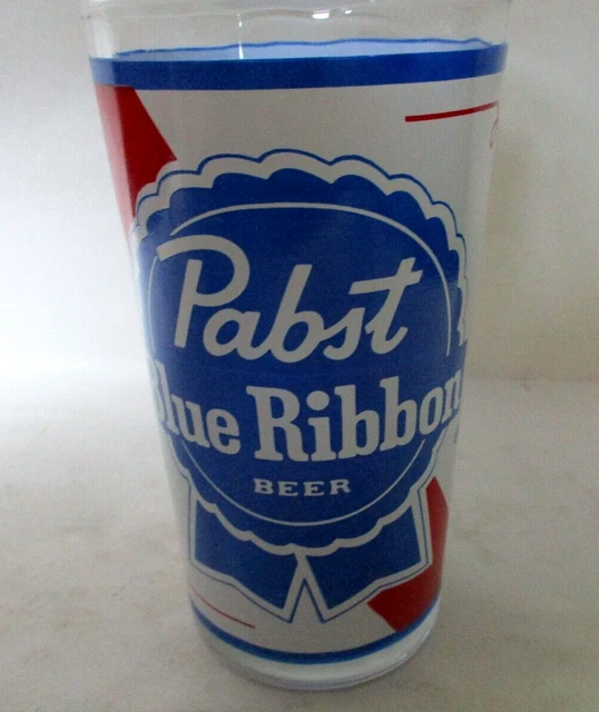Vtg. Pabst Blue Ribbon painted logo beer glass