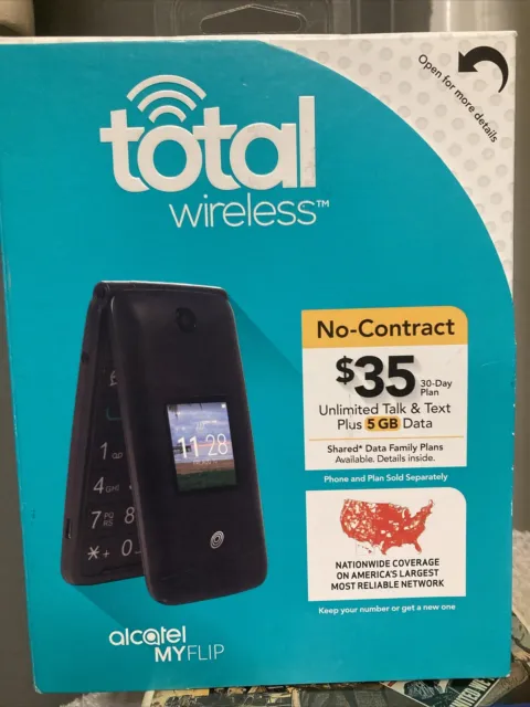 Total Wireless Alcatel Myflip, 4GB, Black- Prepaid Phone