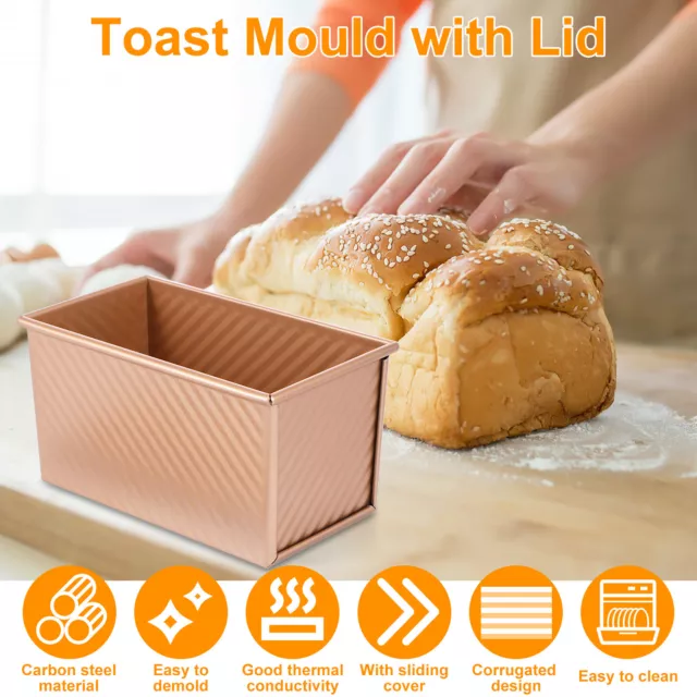 Loaf Pan with Lid Toast Mold with Lid Non-Stick Bread Toast Mold Flat Toast Box♗