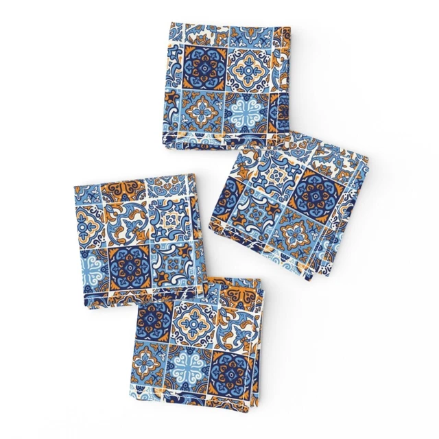 Cocktail Napkins Spanish Tile Moroccan Mexican Italian Ceramic Ornament Set of 4
