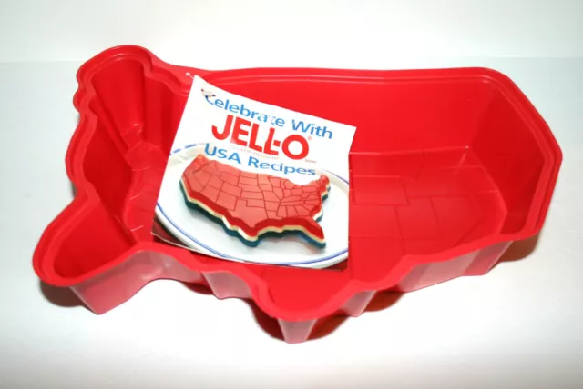 "NUEVO DE COLECCIÓN 1997 JELL-O Estados Unidos de América Mapa de EE. UU. molde de gelatina de plástico rojo 12"