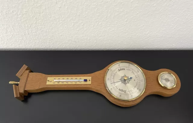 Wetterstation Thermometer Barometer Hygrometer Holz 44 cm