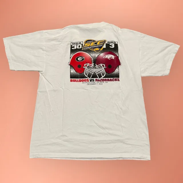 Vintage 2002 Georgia Bulldogs vs Arkansas Razorbacks Graphic T-Shirt Size XL