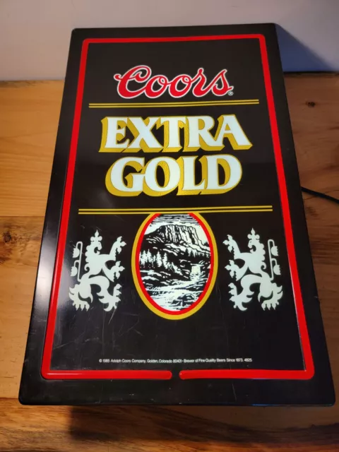 Vintage Coors Extra Gold Light Up Box 1985 Beer Sign 26x16” -Working Condition!