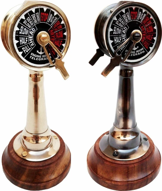 Set of 2 6" Brass Ship Antique Engine Room Decorative Working telegraph