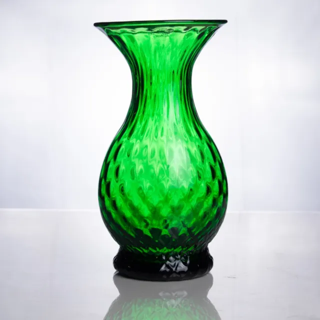 Clover Green Glass Diamond Handblown Vase Blenko Swirl 5904 from 2004