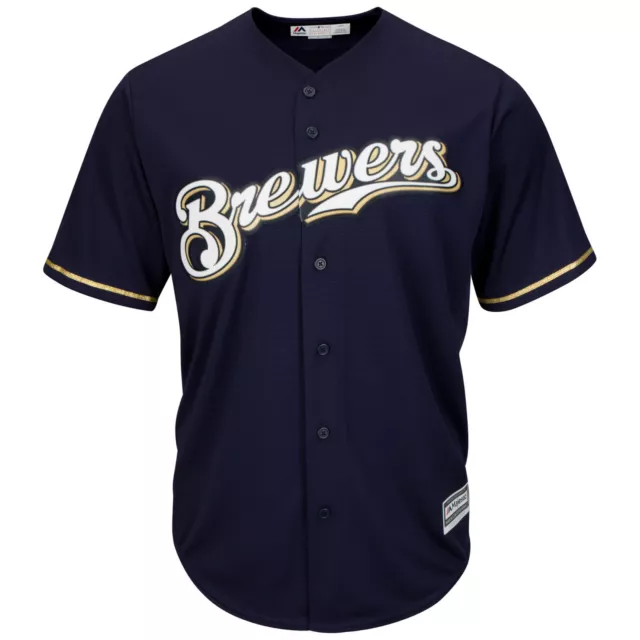 MLB Baseball Maillot Milwaukee Brasseurs Bleu Marine Cool Base Majestic Jersey