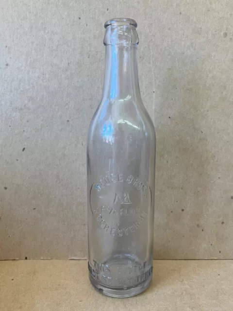 Vintage House Bros. - Rochester, NY 8 3/4 oz Clear Embossed Soda Bottle, 8.75"Ht