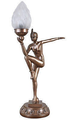 Lampada da Tavolo Art Deco Ballerina 20er Metropoli Luce Figura Femminile Nuovo