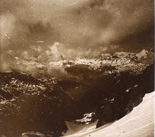 FRANCE Snow Mountain c1936 Photo Stereo Glass Plate VR22L28n2  