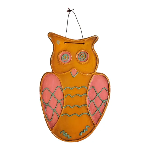 Vintage Mod Retro Owl Wall Hanging Art Kitsch Handmade Boho Mid-Century Modern