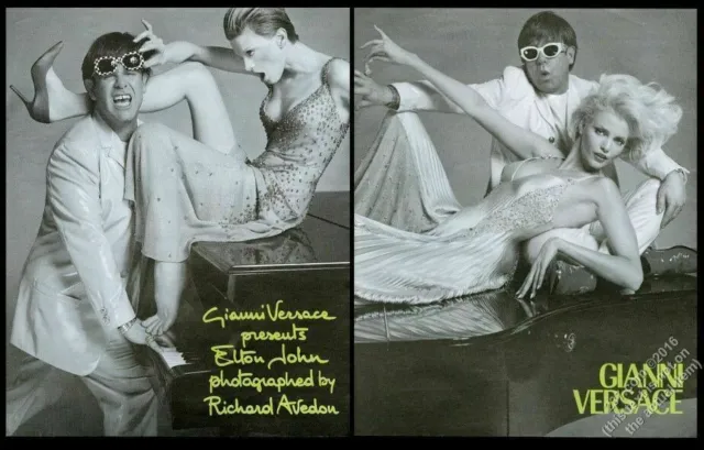 1996 Elton John photo by Richard Avedon Gianni Versace fashion vintage print ad