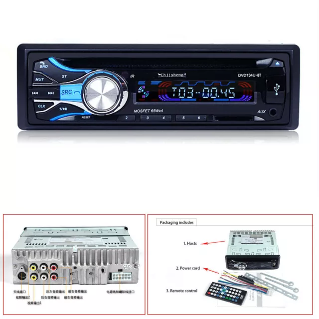 12V Car Bluetooth DVD CD Player Sound Radio Host Video SD/MMC/USB/AUX MP3 Player