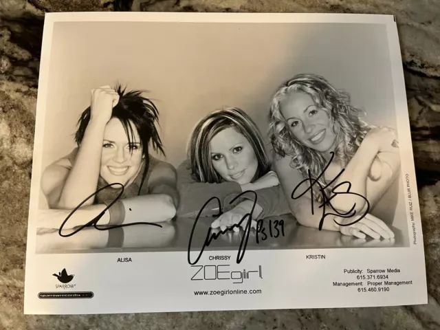 ZoeGirl 8 x 10 Photo SIGNED by ALL 3 Members - Zoe Girl Autographed