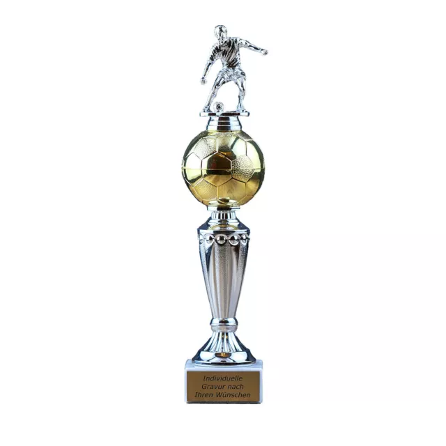 Fußball Pokal Turnier mit Gravur | 31cm Goldball Pokale Fussball Zubehör