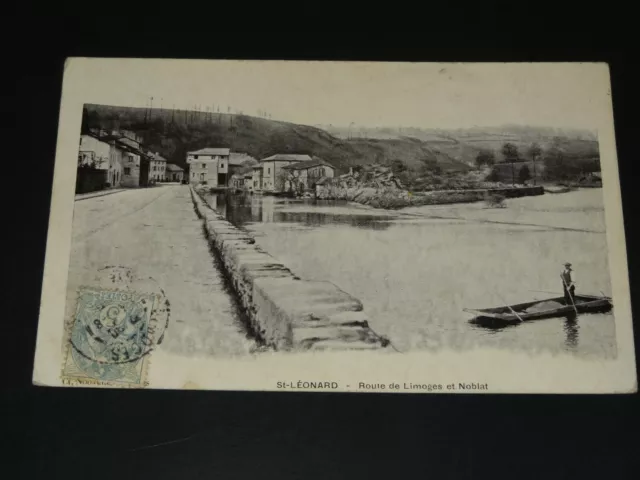 SAINT-LEONARD (Haute-Vienne) - ROUTE DE LIMOGES ET NOBLAT - 1908 - CARTE POSTALE