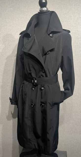 London Fog SZ L Women’s Black Double Breasted Belted Trench Coat