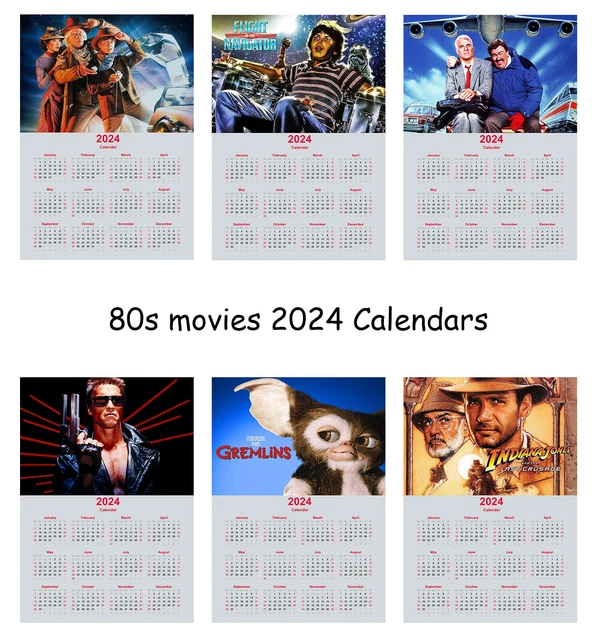 80S CLASSIC MOVIES 2024 Calendars A3, Laminated Gift decoration £10