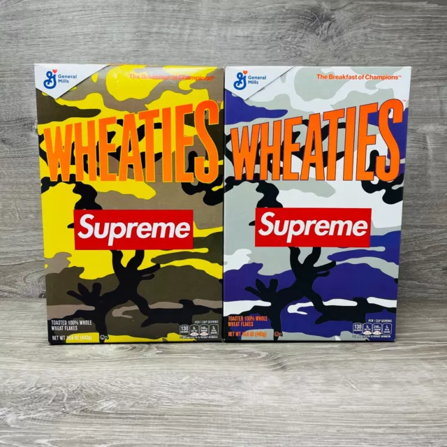 Supreme Wheaties Cereal Box S/S 2021 Yellow & Purple Camo Authentic Original