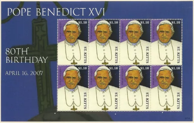 St. Kitts aus 2007 ** postfrisch Kleinbogen MiNr.1002 - 80. Geb. Papst Benedikt!