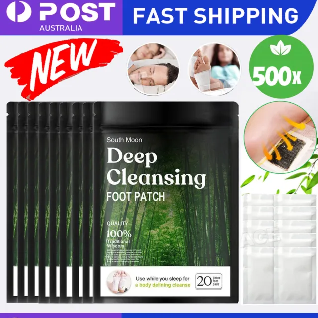 500 Pack Detox Foot Patches Pads Natural plant Toxin Removal Sticky Adhesive AUS