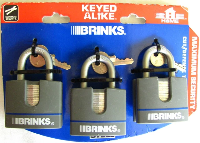 Brinks 452-40301 Padlocks 1-9/16 (40mm) Hardened Boron Alloy Shackle Keyed Alike