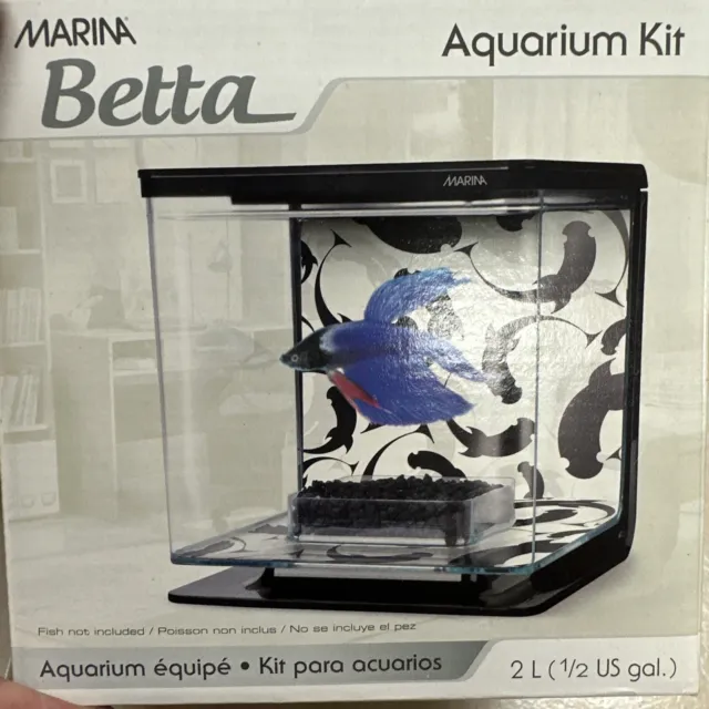 Marina Betta Small Fish Tank aquarium Kit . 2L 1/2 US Gal