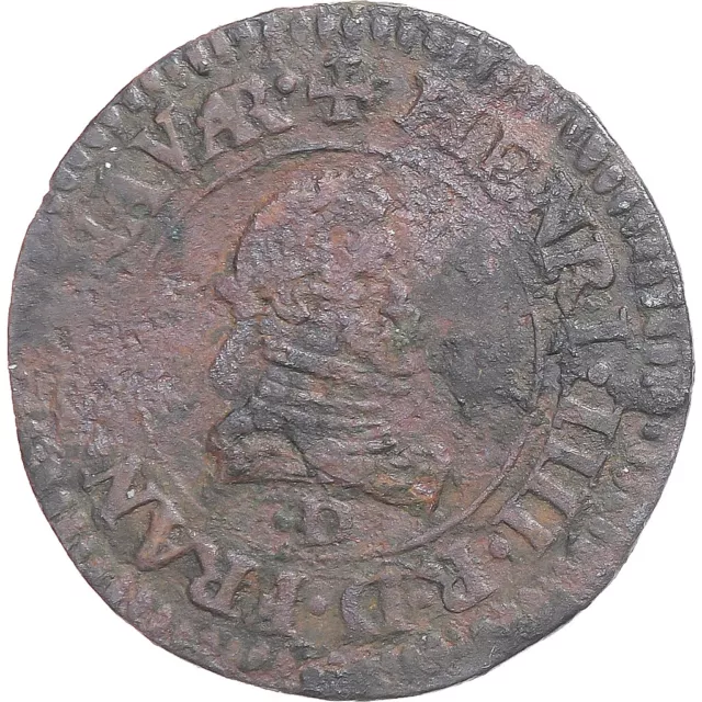 [#1069264] Coin, France, Henry IV, Denier Tournois, 1607, Lyon, VF, Cop, per