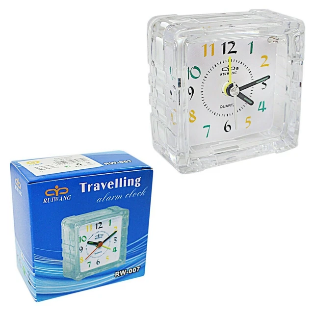 2 Pack Mini Travel Office Square Quartz Bedside Desk Travelling Beep Alarm Clock