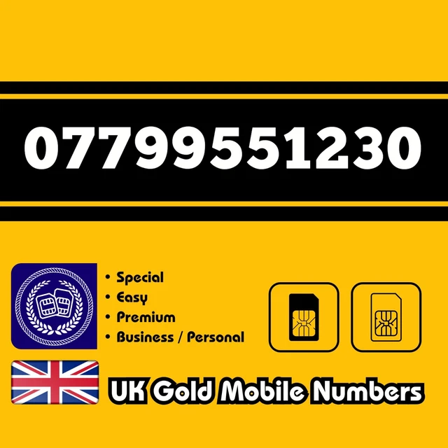 Gold Mobile Number Easy VIP Business Special Memorable UK O2 EE Voda 3 SIM Card
