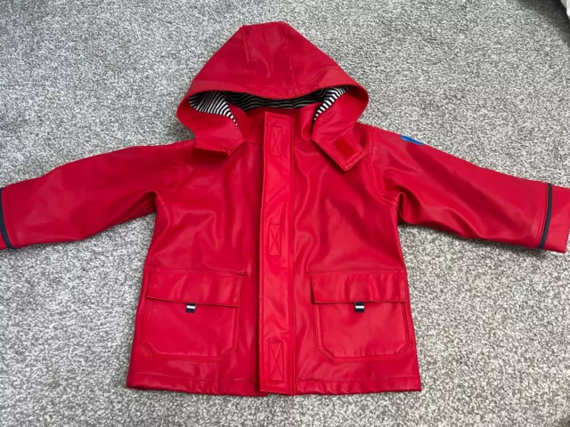 JoJo Maman Bebe Unisex Red Waterproof Fisherman's Jacket Coat Mac Spring 12-18 M
