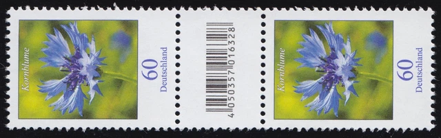 3468 Kornblume 60 Cent aus 200er, Paar mit Nummer, Codierfeld, ohne Nummer **