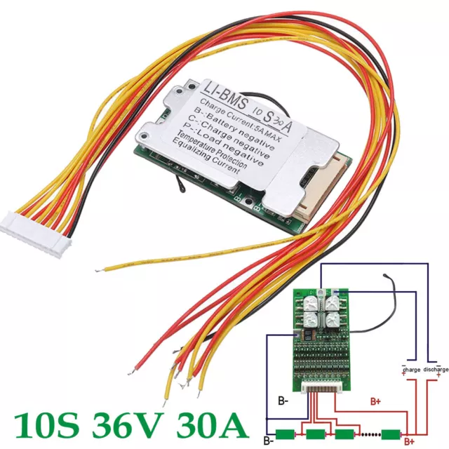 10S 36V 30A LI-ION Zelle Batterie Schutz BMS PCB Platine Werkzeug Balance Kit