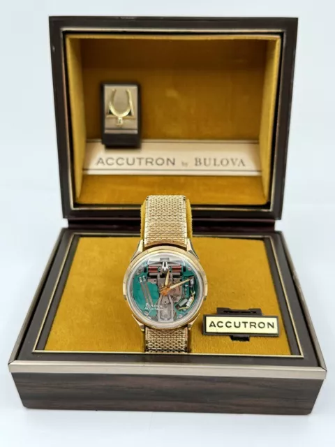 1966 Bulova Accutron Spaceview 214 Tuning Fork Gold Filled Bracelet WORKS